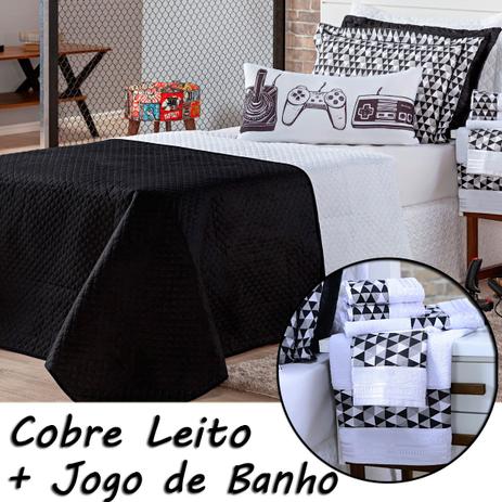 Kit Combo Cobre Leito + Jogo de Banho Game Retrô Dupla Face c/ Almofada Solteiro 09 Peças - Dourados enxovais Menor preço em Kit Combo Cobre Leito + Jogo de Banho Game Retrô Dupla Face c/ Almofada Solteiro 09 Peças - Dourados enxovais