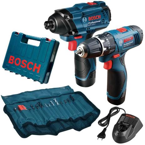 Kit Combo Parafusadeira Impacto GSB 120-LI + Chave Impacto GSB 1200-2LI c/ Maleta e Kit 23 Acessórios BO - Bosch Menor preço em Kit Combo Parafusadeira Impacto GSB 120-LI + Chave Impacto GSB 1200-2LI c/ Maleta e Kit 23 Acessórios BO - Bosch
