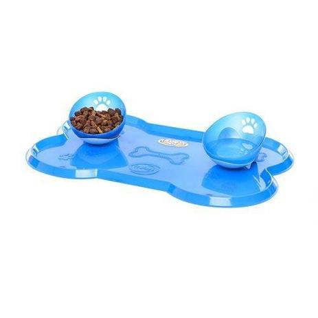 Kit Comedouro Duplo Com Bandeja Truqys Pet Azul Menor preço em Kit Comedouro Duplo Com Bandeja Truqys Pet Azul