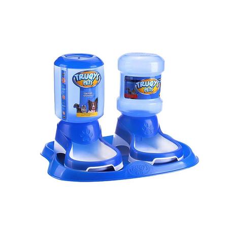 Kit Comedouro E Bebedouro Automático Truqys Pet Bandeja Azul Menor preço em Kit Comedouro E Bebedouro Automático Truqys Pet Bandeja Azul