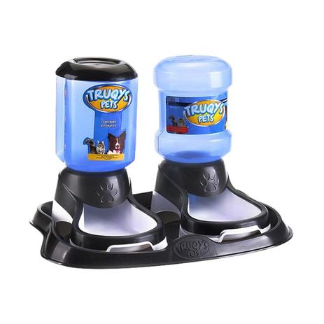 Kit Comedouro E Bebedouro Automático Truqys Pet Bandeja Preto Menor preço em Kit Comedouro E Bebedouro Automático Truqys Pet Bandeja Preto