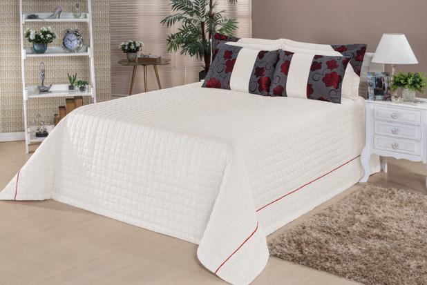Kit Completo Atenas Casal King Matelado 08 Peças com Cortina Atenas 3 mts - Palha c/ Vermelho - Finos enxovais Menor preço em Kit Completo Atenas Casal King Matelado 08 Peças com Cortina Atenas 3 mts - Palha c/ Vermelho - Finos enxovais