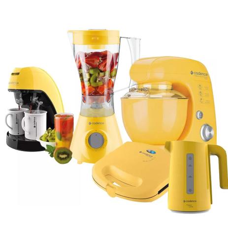 Kit Completo Cadence Cozinha Colorida Amarela 127V++ Menor preço em Kit Completo Cadence Cozinha Colorida Amarela 127V++
