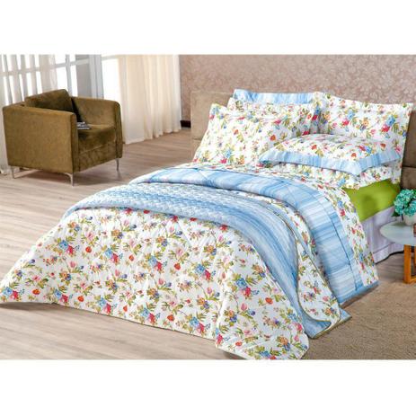 Kit Completo Casal 10 Peças Paris Floral Azul - Enxovais Aquarela Menor preço em Kit Completo Casal 10 Peças Paris Floral Azul - Enxovais Aquarela