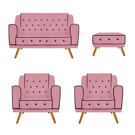 Kit Completo Olivia 02 Poltrona Cadeira Decorativa Mais Sofa Diva E Puf Pufe Corano Rosa Bebe Am Decor Poltrona Com Puff Magazine Luiza