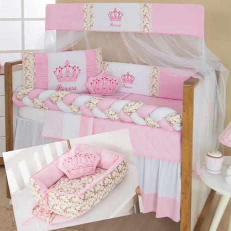 Kit Completo Para Berço Menina Princesa Com Ninho Redutor Princesa Coroa Rosa - Casa Pedro Menor preço em Kit Completo Para Berço Menina Princesa Com Ninho Redutor Princesa Coroa Rosa - Casa Pedro