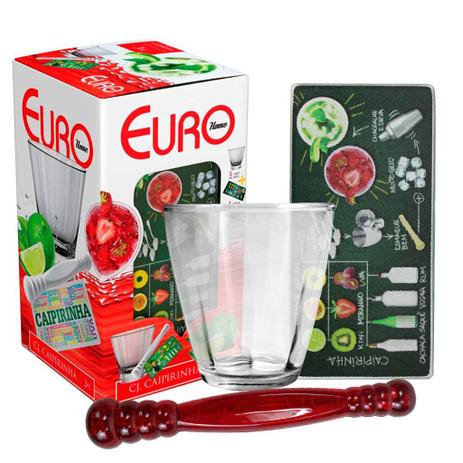 Kit Completo Para Caipirinha Copo de Vidro Socador e Tábua - Euro Menor preço em Kit Completo Para Caipirinha Copo de Vidro Socador e Tábua - Euro