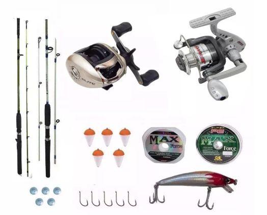 Kit Completo Pesca Carretilha Esquerda + Varas + Molinete Diversos! - Marine sports do brasil Menor preço em Kit Completo Pesca Carretilha Esquerda + Varas + Molinete Diversos! - Marine sports do brasil