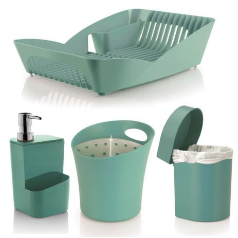 Kit Completo Pia Escorredor Louça + Porta Talheres + Lixeirinha+ Porta Detergente Menor preço em Kit Completo Pia Escorredor Louça + Porta Talheres + Lixeirinha+ Porta Detergente
