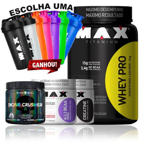Kit Completo Treino Pesado Max Titanium Hipertrofia Ganho Menor preço em Kit Completo Treino Pesado Max Titanium Hipertrofia Ganho
