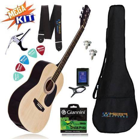 KIT Completo Violão Acústico Aço GS-11NT Harmonics Menor preço em KIT Completo Violão Acústico Aço GS-11NT Harmonics
