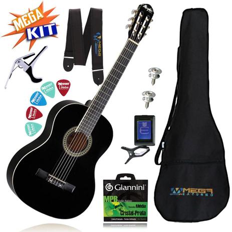 KIT Completo Violão Acústico Nylon Clássico Ac39 BK Tagima Menor preço em KIT Completo Violão Acústico Nylon Clássico Ac39 BK Tagima