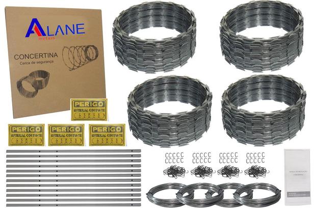 Kit Concertina 30cm Cerca 40 Metros - Alane metais Menor preço em Kit Concertina 30cm Cerca 40 Metros - Alane metais