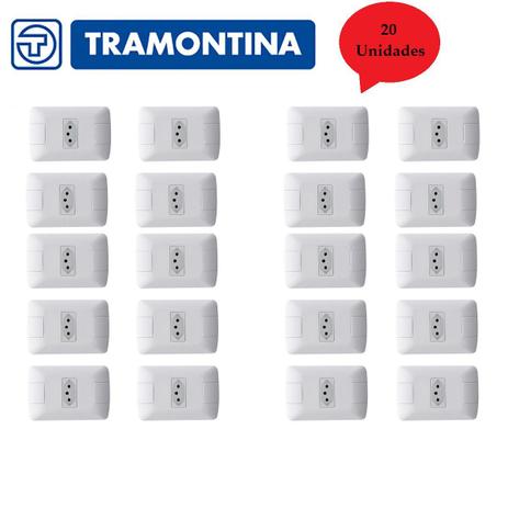 Kit Conjunto 20 Tomada Simples 2P+T 10A/250V Aria Branco Com Placa E Parafuso De Fixação Tramontina Menor preço em Kit Conjunto 20 Tomada Simples 2P+T 10A/250V Aria Branco Com Placa E Parafuso De Fixação Tramontina