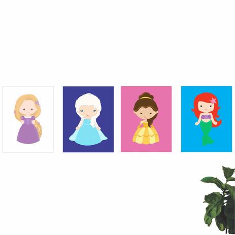 Kit Conjunto 4 Quadros Princesas Disney 50x40cm - Quadros mais Menor preço em Kit Conjunto 4 Quadros Princesas Disney 50x40cm - Quadros mais
