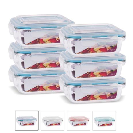 Kit Conjunto 6 Potes Vidro Hermético Tampa Plástico Marmita Mantimentos 370ml - Casa Linda Menor preço em Kit Conjunto 6 Potes Vidro Hermético Tampa Plástico Marmita Mantimentos 370ml - Casa Linda