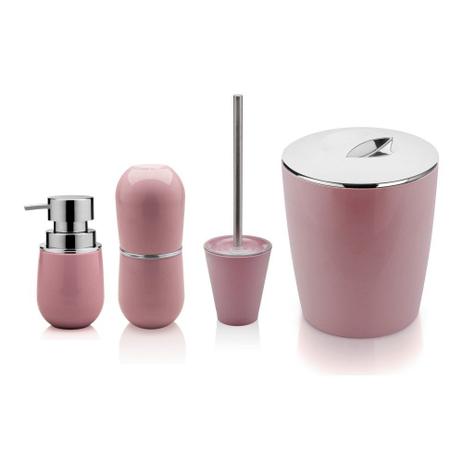 Kit Conjunto Banheiro Lavabo Organizado 4 Peças - Rosa - Ou Menor preço em Kit Conjunto Banheiro Lavabo Organizado 4 Peças - Rosa - Ou