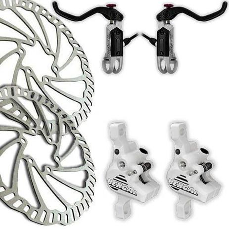 Kit / Conjunto de freio a disco hidráulico Bengal Helix 7B 160mm DH / FR - Branco Menor preço em Kit / Conjunto de freio a disco hidráulico Bengal Helix 7B 160mm DH / FR - Branco