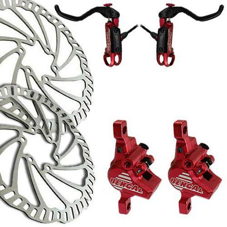 Kit / Conjunto de freio a disco hidráulico Bengal Helix 7B 160mm DH / FR - Vermelho é boa?