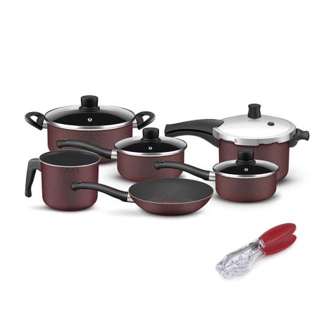 Kit Conjunto de Panelas Rochedo Intensive 6 Peças + Espremedor de Alho Tefal Acrílico Vermelho Menor preço em Kit Conjunto de Panelas Rochedo Intensive 6 Peças + Espremedor de Alho Tefal Acrílico Vermelho