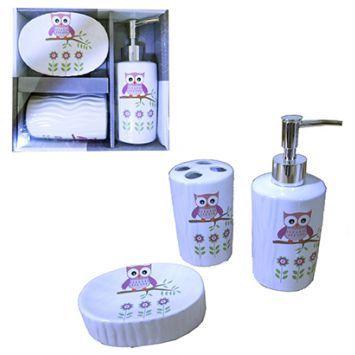 Kit conjunto jogo de banheiro lavabo decorado de porcelana completo com saboneteira liquida, porta s - Gimp Menor preço em Kit conjunto jogo de banheiro lavabo decorado de porcelana completo com saboneteira liquida, porta s - Gimp