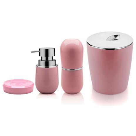 Kit Conjunto Jogo de Banheiro Toalete Com 4 Peças Rosa - Ou é boa?