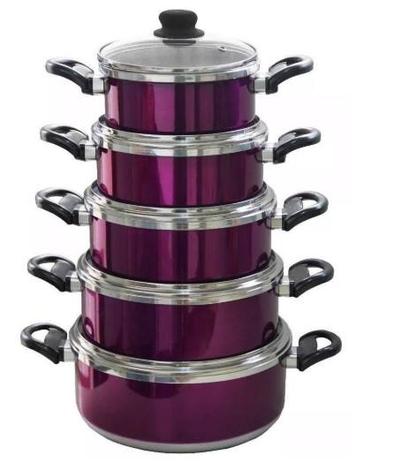Kit / Conjunto / Jogo de Panela de Alumínio com Tampa de Vidro 5 Peças - Violeta Verniz - Lojas granero é boa?