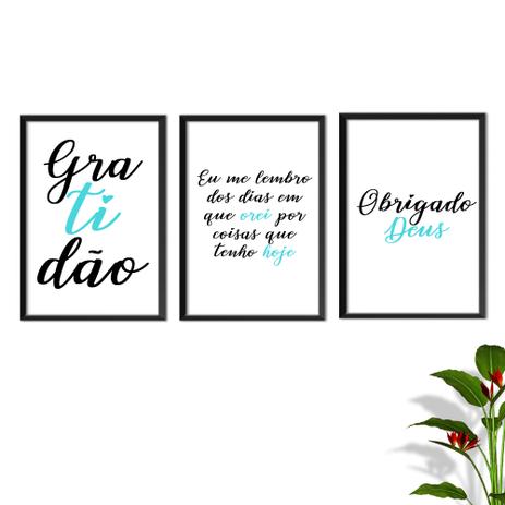 Kit Conjunto Quadros com Vidro 3 peças Frases Auto Ajuda Pensamentos Gratidão Cor Tiffany Decorativo - Oppen House Menor preço em Kit Conjunto Quadros com Vidro 3 peças Frases Auto Ajuda Pensamentos Gratidão Cor Tiffany Decorativo - Oppen House