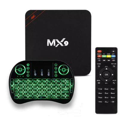 Kit Conversor Smart Tv Midia Streaming MX-9 4k + Mini Teclado Universal Smart Tv Com Led - Hevc Menor preço em Kit Conversor Smart Tv Midia Streaming MX-9 4k + Mini Teclado Universal Smart Tv Com Led - Hevc