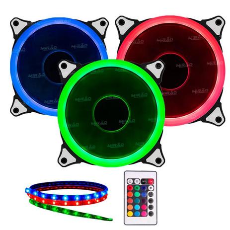 Kit Coolers 3X 120mm + Fita Led + Controle Troca Cor DX-123L - Dex Menor preço em Kit Coolers 3X 120mm + Fita Led + Controle Troca Cor DX-123L - Dex