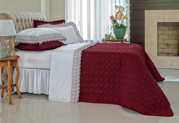 Kit Coordenado Cobre Leito Super King Antonella Vira Doblo 6 Peças Cabernet - Home fernandes Menor preço em Kit Coordenado Cobre Leito Super King Antonella Vira Doblo 6 Peças Cabernet - Home fernandes