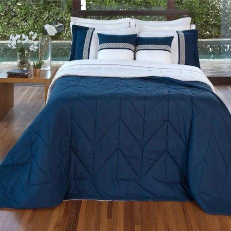 Kit coordenado Cobreleito Queen Lavive Melinda Azul Petróleo/Palha - Lavive Ind e Com Menor preço em Kit coordenado Cobreleito Queen Lavive Melinda Azul Petróleo/Palha - Lavive Ind e Com