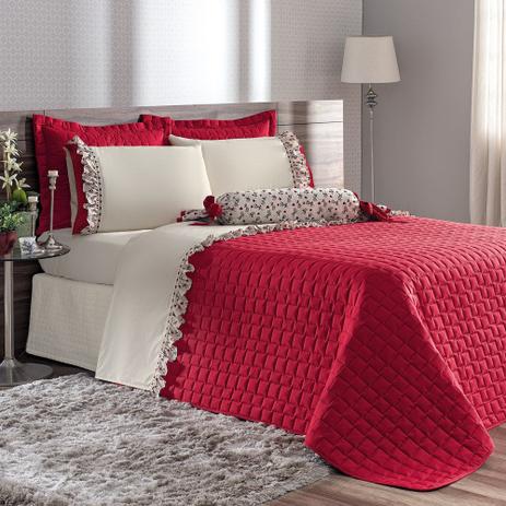 Kit coordenado Cobreleito Super King Lavive Lavínea Vermelho Menor preço em Kit coordenado Cobreleito Super King Lavive Lavínea Vermelho