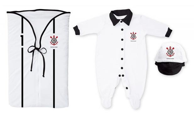 Kit Corinthians Saída Maternidade Branco - Torcida Baby Menor preço em Kit Corinthians Saída Maternidade Branco - Torcida Baby