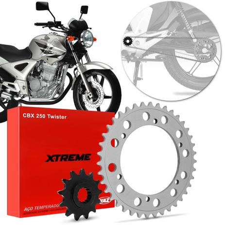 Kit Coroa e Pinhão Relação Transmissão Honda CBX 250 Twister 2001 a 2008 Vaz Xtreme Menor preço em Kit Coroa e Pinhão Relação Transmissão Honda CBX 250 Twister 2001 a 2008 Vaz Xtreme