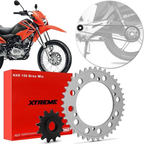 Kit Coroa e Pinhão Relação Transmissão Honda NXR 150 Bros Mix 2009 a 2014 Vaz Xtreme Menor preço em Kit Coroa e Pinhão Relação Transmissão Honda NXR 150 Bros Mix 2009 a 2014 Vaz Xtreme