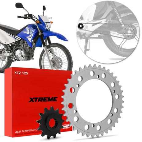 Kit Coroa e Pinhão Relação Transmissão Yamaha XTZ 125 2002 a 2012 Vaz Xtreme Menor preço em Kit Coroa e Pinhão Relação Transmissão Yamaha XTZ 125 2002 a 2012 Vaz Xtreme