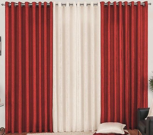 Kit Cortina Cetim Amassado Vermelha e Palha Ilhós Cromado 6,30 x 2,50 para Varão Simples 4,00 Metros e 4 Capas de Almofa - Rose jordão cortinas Menor preço em Kit Cortina Cetim Amassado Vermelha e Palha Ilhós Cromado 6,30 x 2,50 para Varão Simples 4,00 Metros e 4 Capas de Almofa - Rose jordão cortinas
