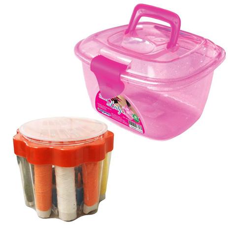 Menor preço em Kit Costura Agulhas e Linha + Mini Maleta Rosa Glitter C/ NF - Arqplast