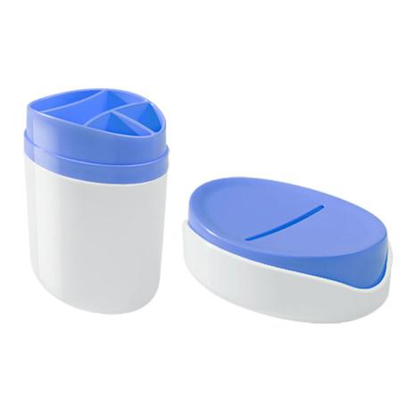 Kit Coza - Saboneteira Full Azul + Porta Escova Full Azul Menor preço em Kit Coza - Saboneteira Full Azul + Porta Escova Full Azul
