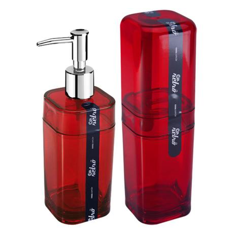 Kit Coza - Saboneteira Splash Vermelha + Porta Escova Splash c/ tampa Vermelha Menor preço em Kit Coza - Saboneteira Splash Vermelha + Porta Escova Splash c/ tampa Vermelha