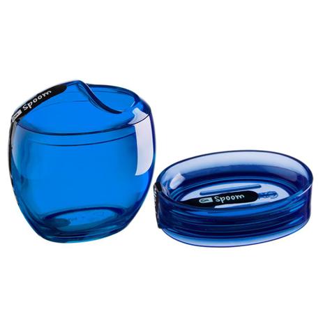 Kit Coza - Saboneteira Spoom Azul + Porta-Algodão / Cotonetes Spoom Azul Menor preço em Kit Coza - Saboneteira Spoom Azul + Porta-Algodão / Cotonetes Spoom Azul