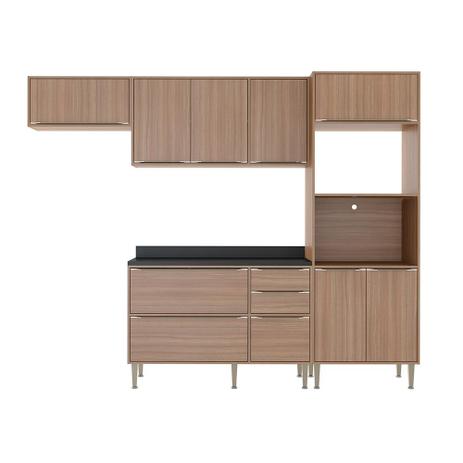 Kit Cozinha Calábria Nogueira 5 Módulos - Wood Prime MV 15243 - Wood prime - mv Menor preço em Kit Cozinha Calábria Nogueira 5 Módulos - Wood Prime MV 15243 - Wood prime - mv