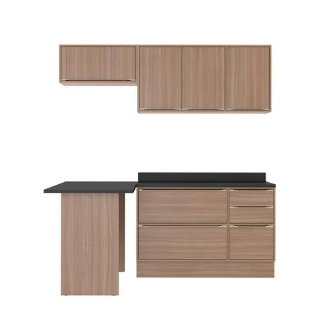 Kit Cozinha Calábria Nogueira 5 Módulos - Wood Prime MV 15256 - Wood prime - mv Menor preço em Kit Cozinha Calábria Nogueira 5 Módulos - Wood Prime MV 15256 - Wood prime - mv