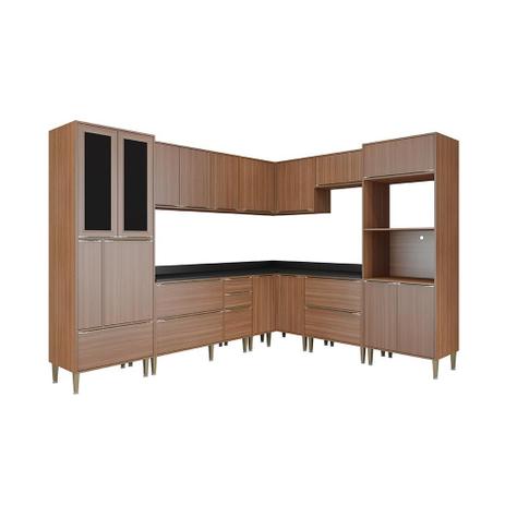 Kit Cozinha Calábria Nogueira 9 Módulos - Wood Prime MV 15258 - Wood prime - mv Menor preço em Kit Cozinha Calábria Nogueira 9 Módulos - Wood Prime MV 15258 - Wood prime - mv
