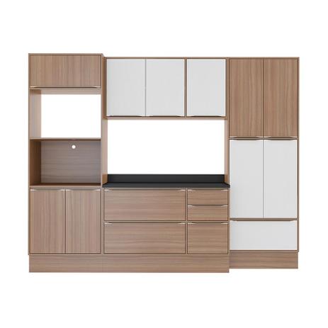 Kit Cozinha Calábria Nogueira e Branco 8 Módulos - Wood Prime MV 15228 - Wood prime - mv Menor preço em Kit Cozinha Calábria Nogueira e Branco 8 Módulos - Wood Prime MV 15228 - Wood prime - mv