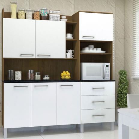 Kit Cozinha Compacta 06 Portas Laila Ipê/Branco/Branco - Luciane Menor preço em Kit Cozinha Compacta 06 Portas Laila Ipê/Branco/Branco - Luciane