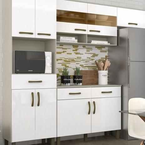 Kit Cozinha Compacta 07 Portas 01 Gaveta com Balcão 2 Portas Cristal/Branco B115 - Móveis Briz é boa?