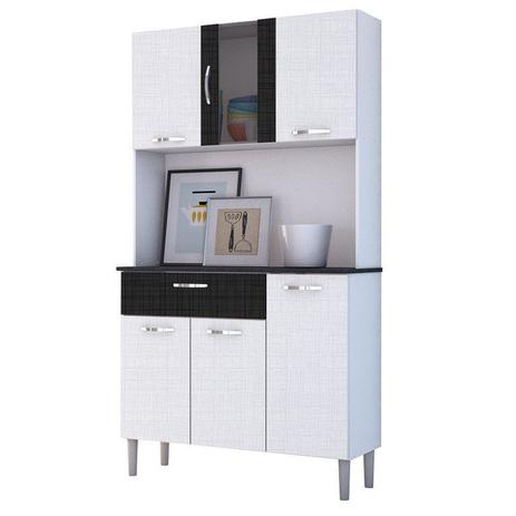 Kit Cozinha Compacta Armário Pan 06 Portas Branco com Linho Branco e CP Linho Preto - Kit's Paraná é boa?