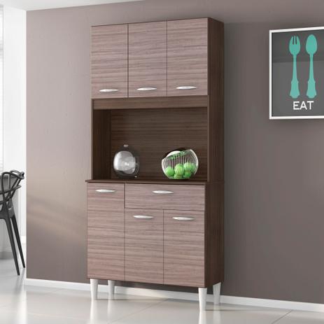 Kit Cozinha Compacta Cássia 6 Portas 1 Gaveta Cappuccino/Amêndoa - Poquema Menor preço em Kit Cozinha Compacta Cássia 6 Portas 1 Gaveta Cappuccino/Amêndoa - Poquema